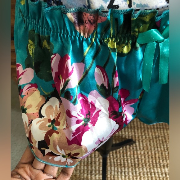 Sexy floral turquoise lingerie pajamas set - Picture 13 of 14